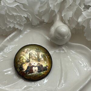 VINTAGE PERSIAN HAND PAINTED BROOCH